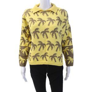 Bonnie Case Womens Graphic Print Turtleneck Pullover Sweater Yellow Size 4